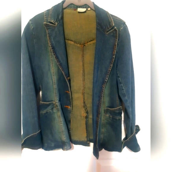(M)🚨Pelican Cove Vintage Distressed Jean Jacket🚨 Ptp 17.5× L24" - Picture 3 of 9